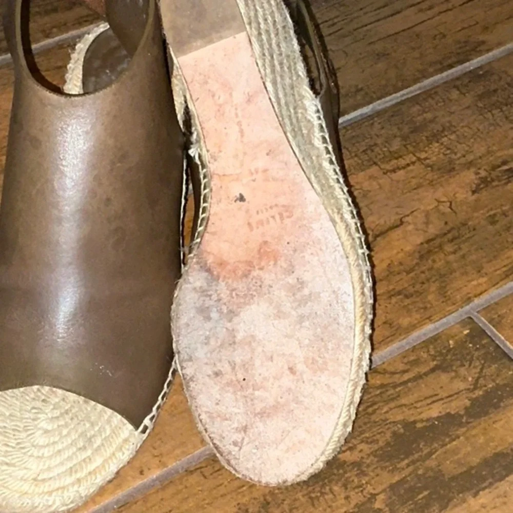 Celine Brown leather wedge espadrilles size 11/41 perfect condition
